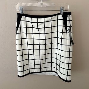White House Black Market Windowpane B & W Skirt